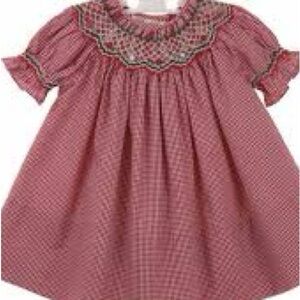NWT Rosalina Collections Check Smocked Baby Girl Dress 12 Mnths